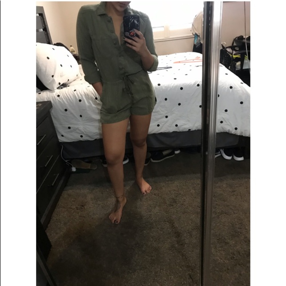 Olive green long sleeve romper